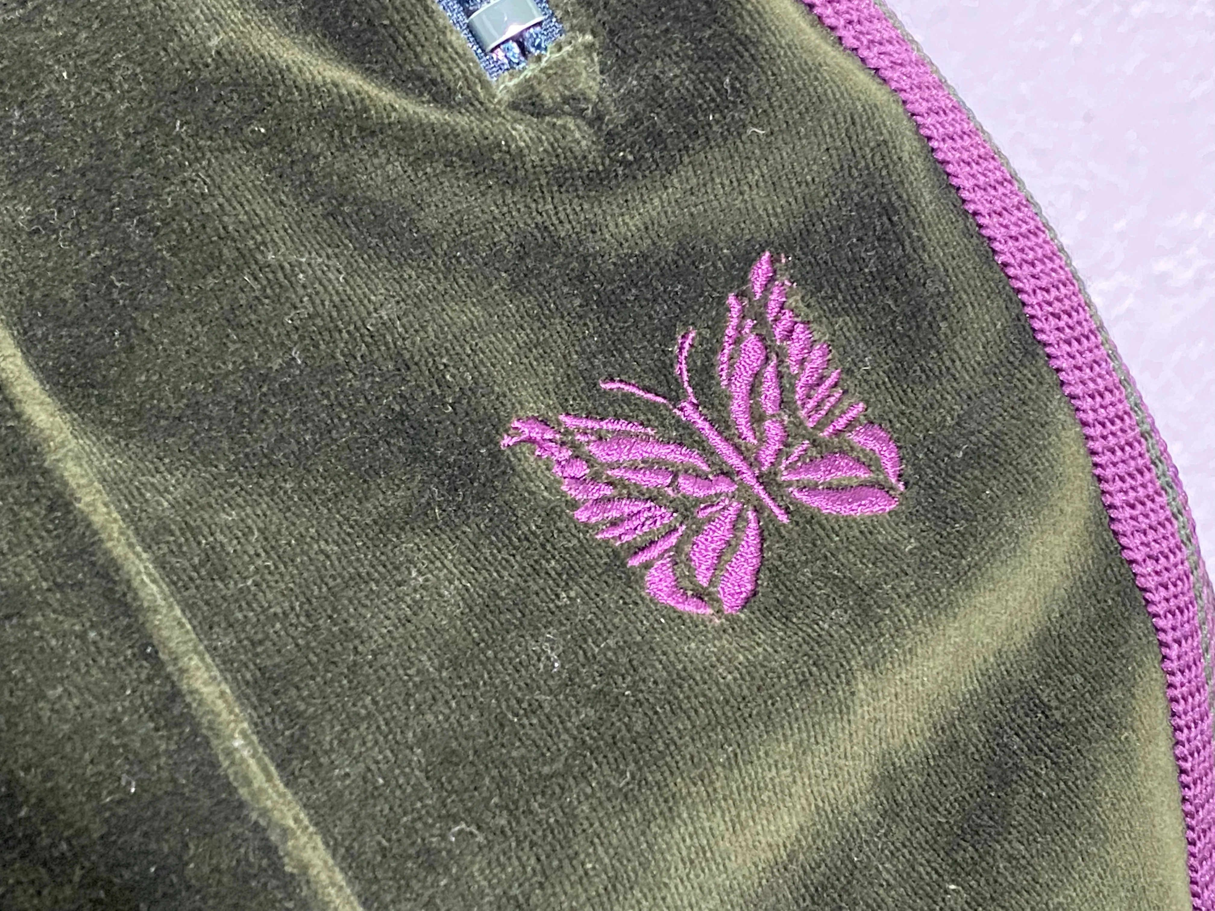 USED Needles Velour Track Pants - Green/Purple Size Small
