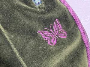 USED Needles Velour Track Pants - Green/Purple Size Small