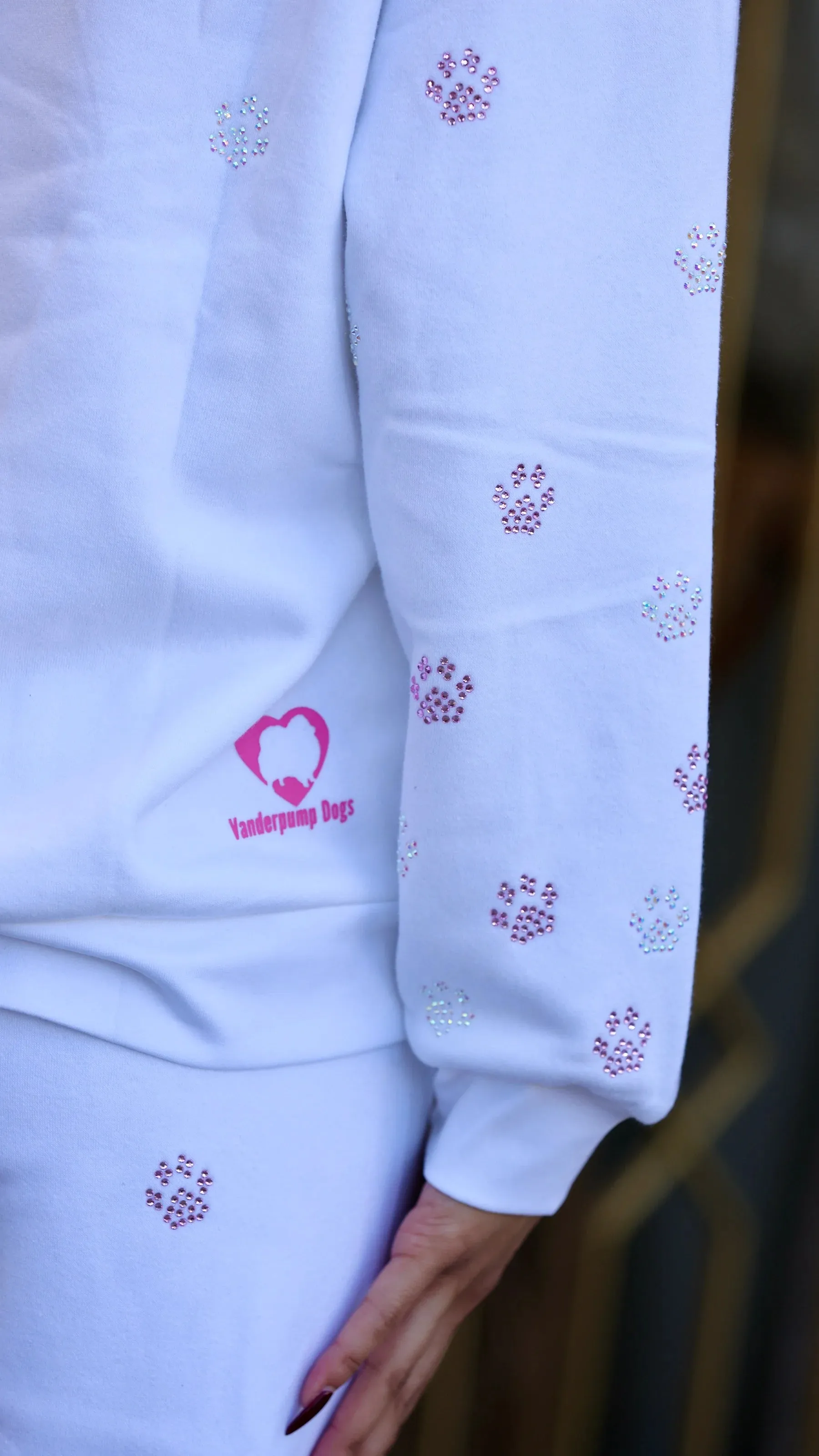 Vanderpump Dog Paws Crystal Sweatpants (WHITE)