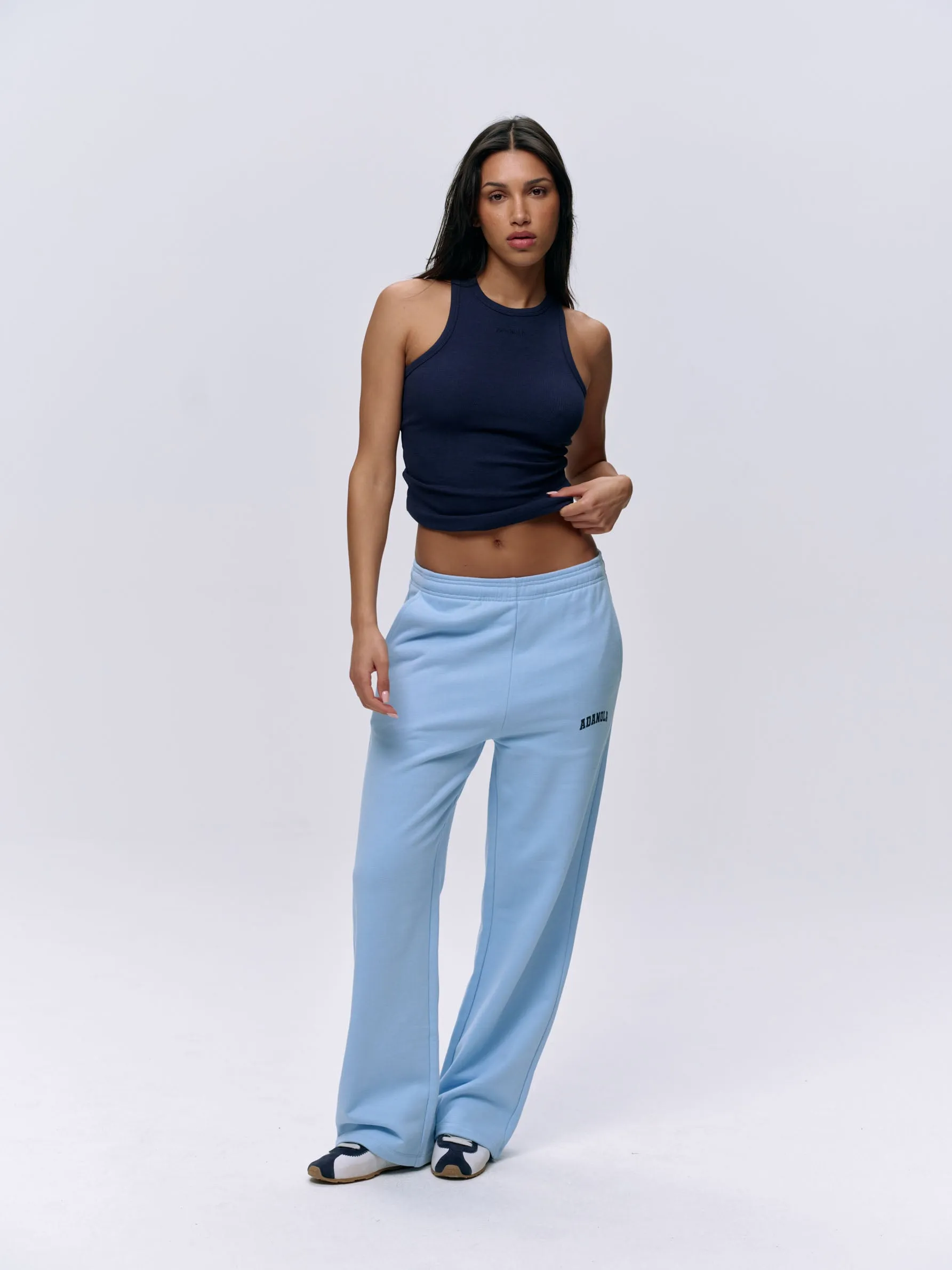 Varsity Straight Leg Sweatpants - Powder Blue/Navy Blue