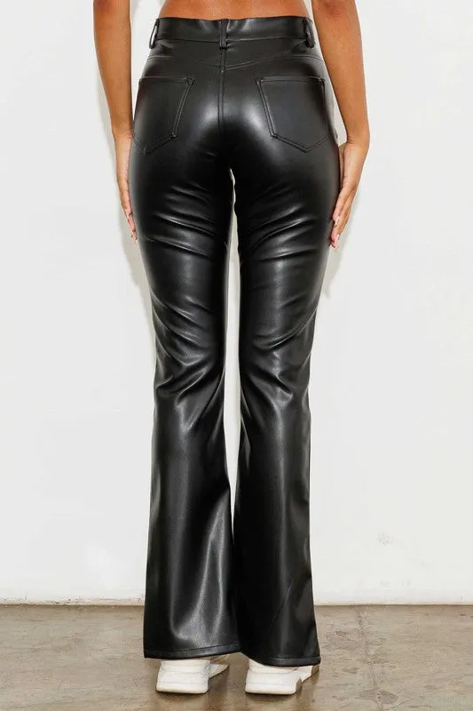 Vibrant M.i.U Vegan Leather Front Slit Bootcut
