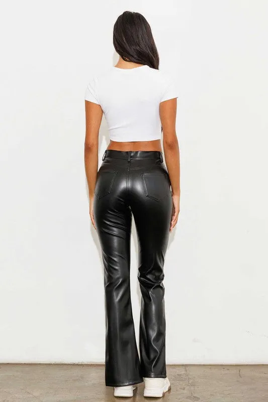 Vibrant M.i.U Vegan Leather Front Slit Bootcut