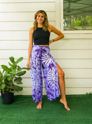 Violet Dream Tie-Dye Wrap Flow Pants