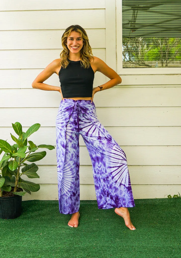 Violet Dream Tie-Dye Wrap Flow Pants