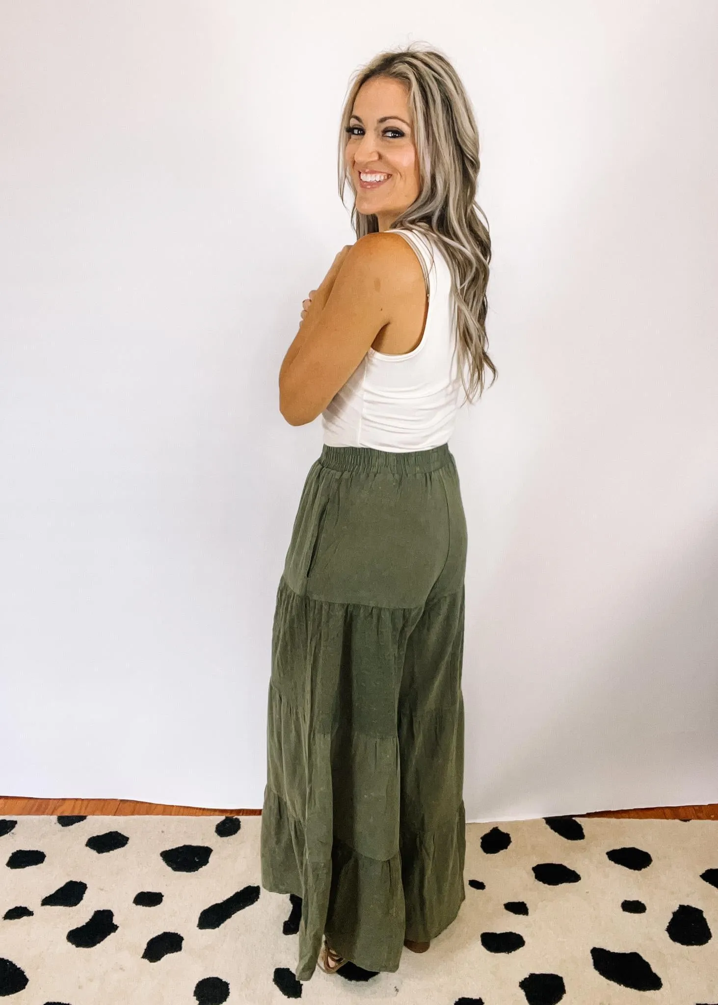 Washed Olive Palazzo Pants