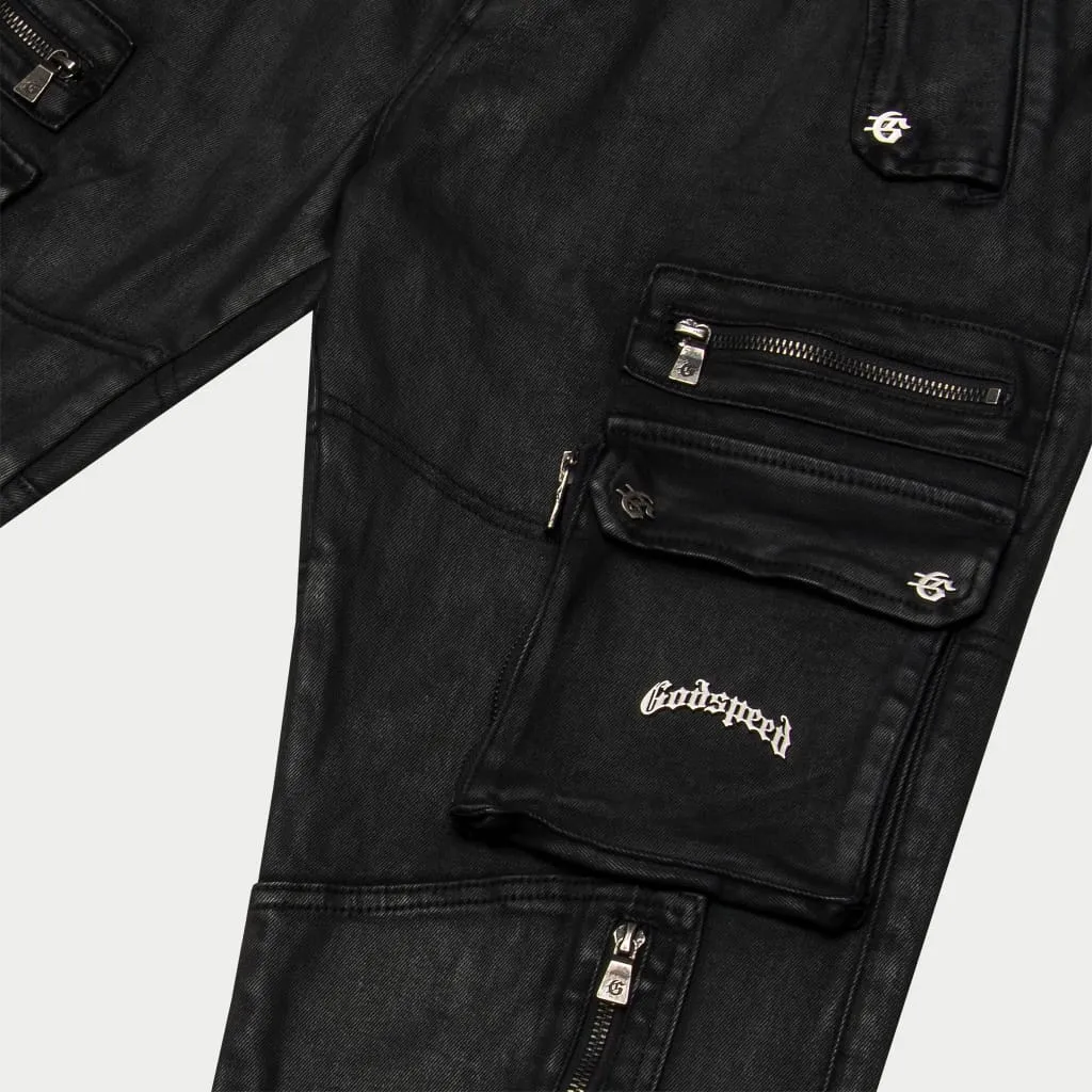 Wax Flare Premium Cargo Pants (Black)