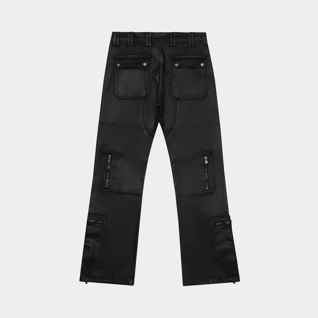 Wax Flare Premium Cargo Pants (Black)
