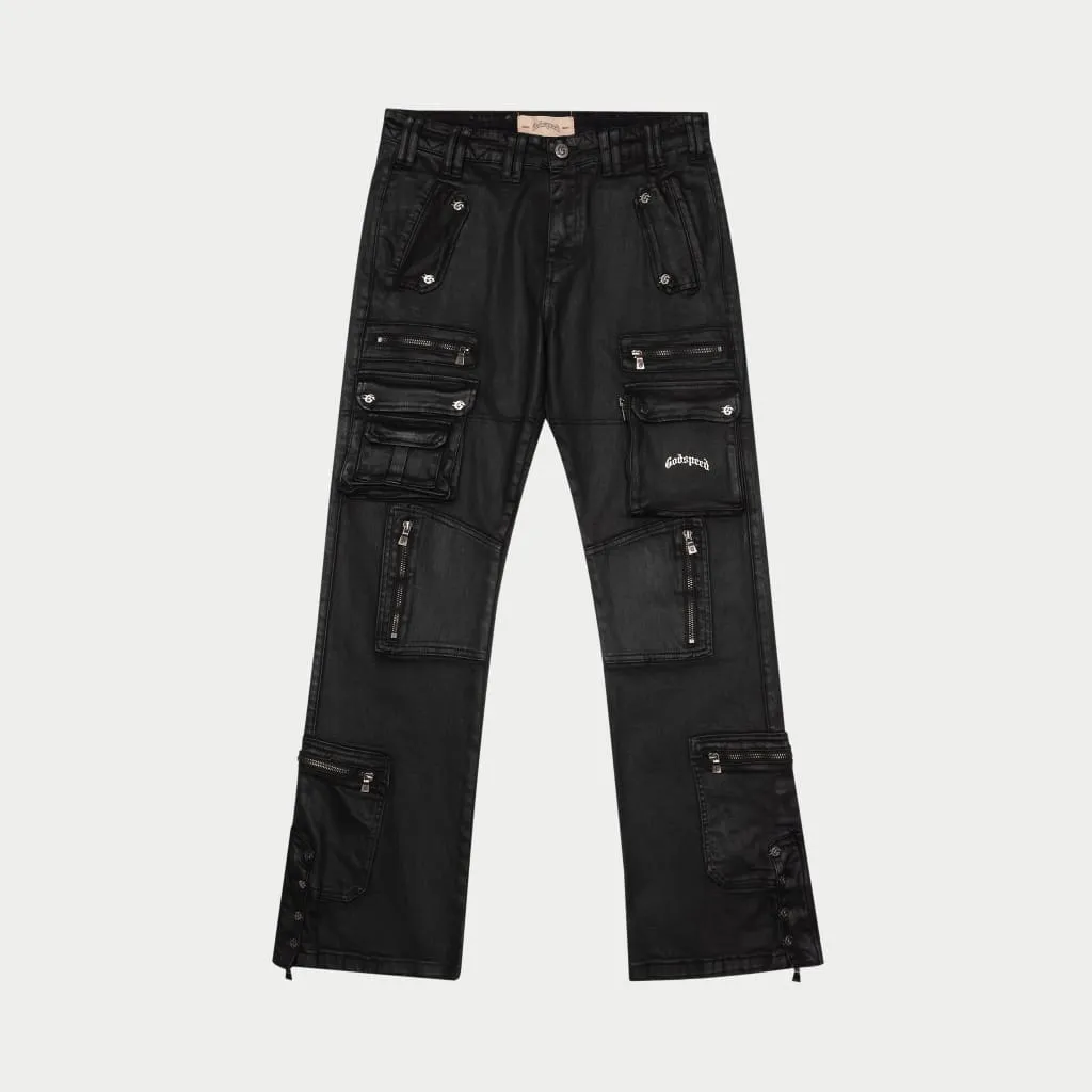 Wax Flare Premium Cargo Pants (Black)
