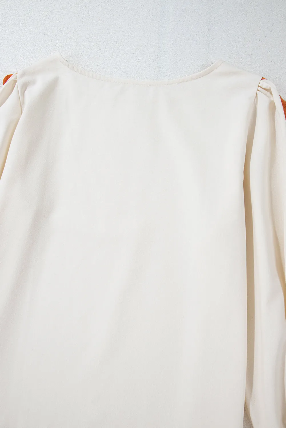 White Colorblock Ric Rac Trim Sleeve Top and Wide Leg Pants Set