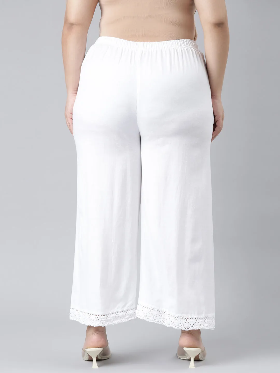 White Linen Lace Palazzo