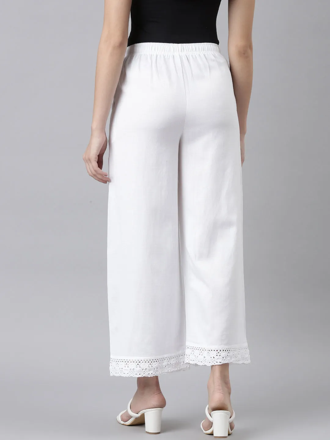 White Linen Lace Palazzo