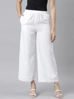 White Linen Lace Palazzo