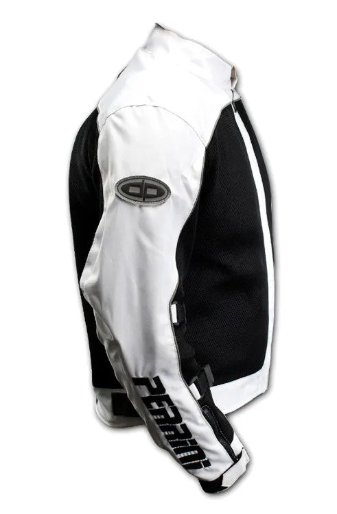 White Motorcycle Riding Cordura Jacket With Pandings Water Proof