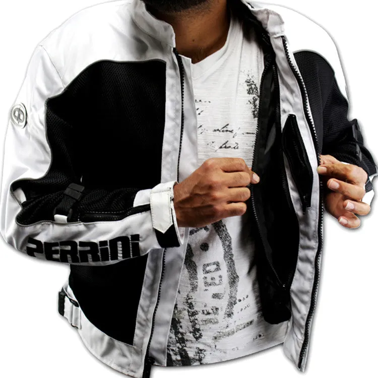 White Motorcycle Riding Cordura Jacket With Pandings Water Proof