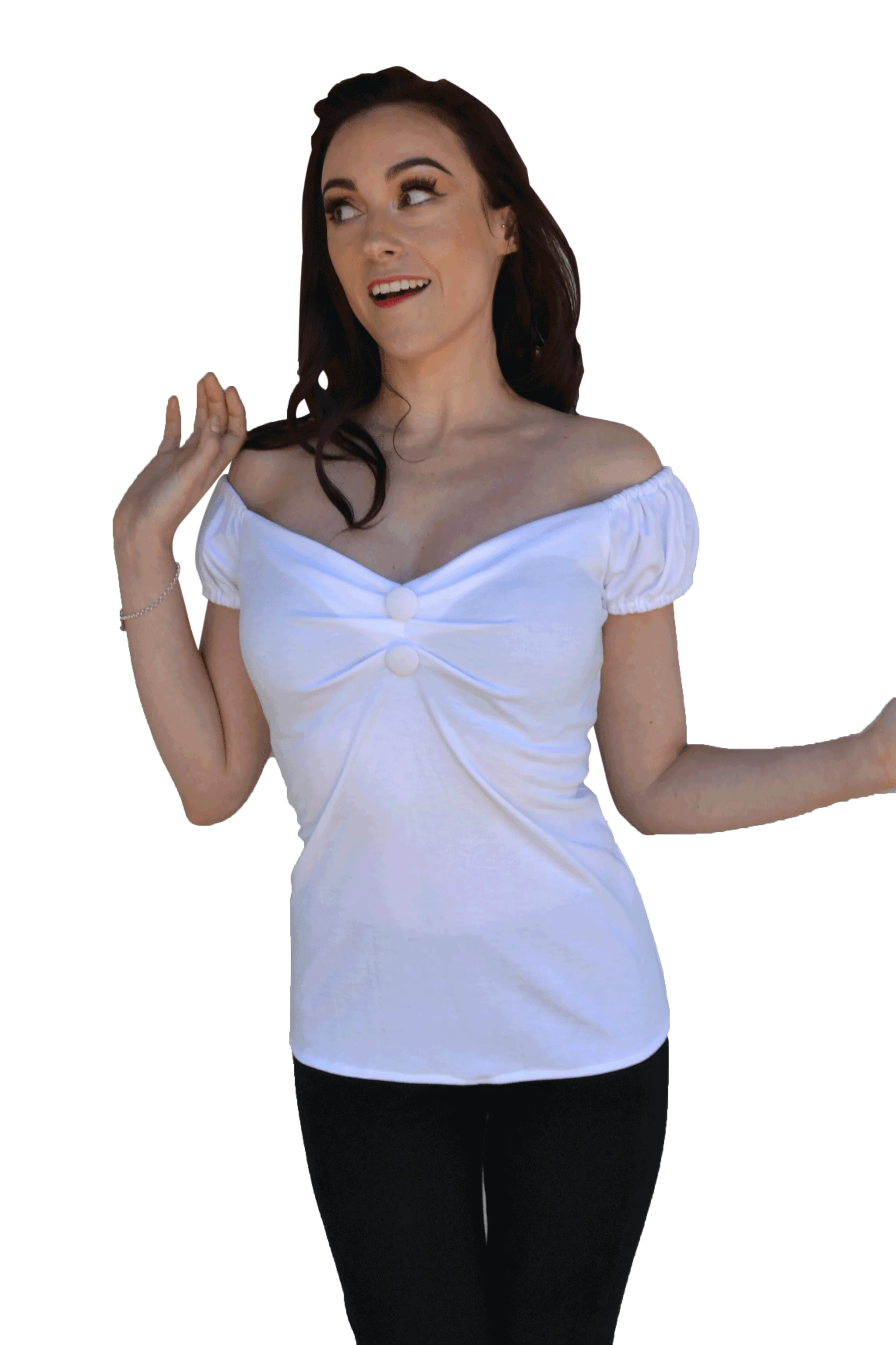 White Pin-Up Button Top