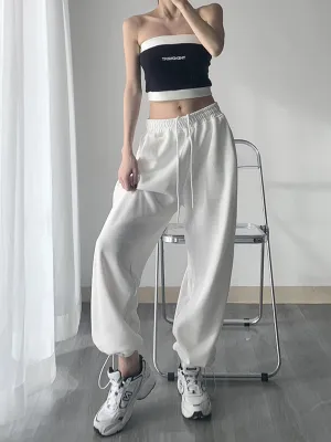 White Relaxed Drawstring Jogger