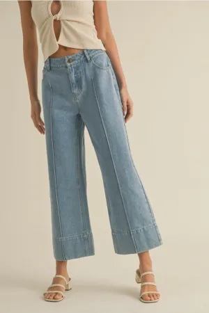 WIDE HEM DENIM PANTS
