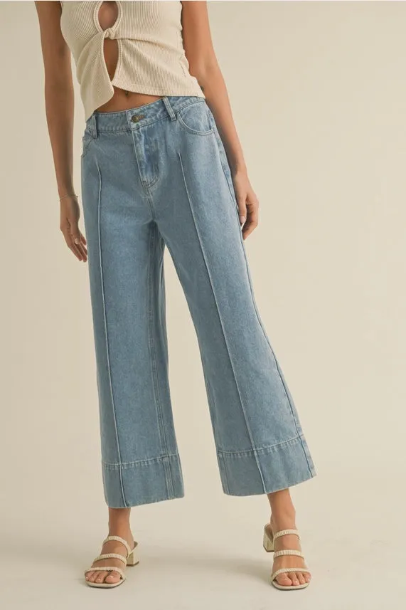 WIDE HEM DENIM PANTS