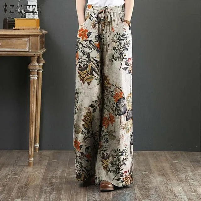 Wide Leg Floral Pants - 2 prints