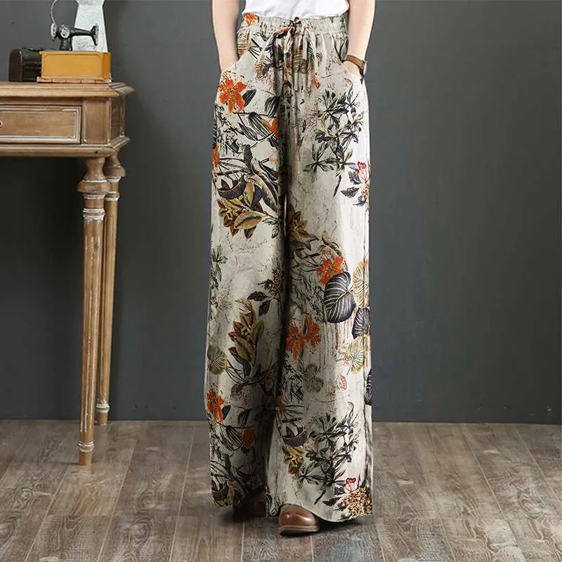 Wide Leg Floral Pants - 2 prints
