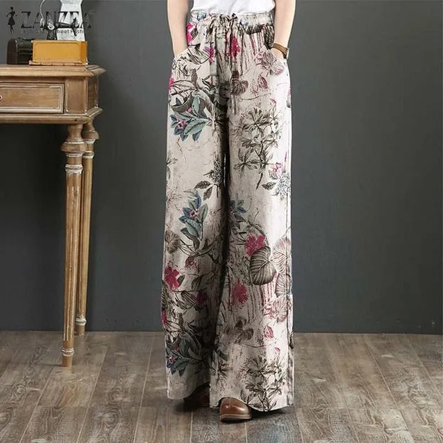 Wide Leg Floral Pants - 2 prints
