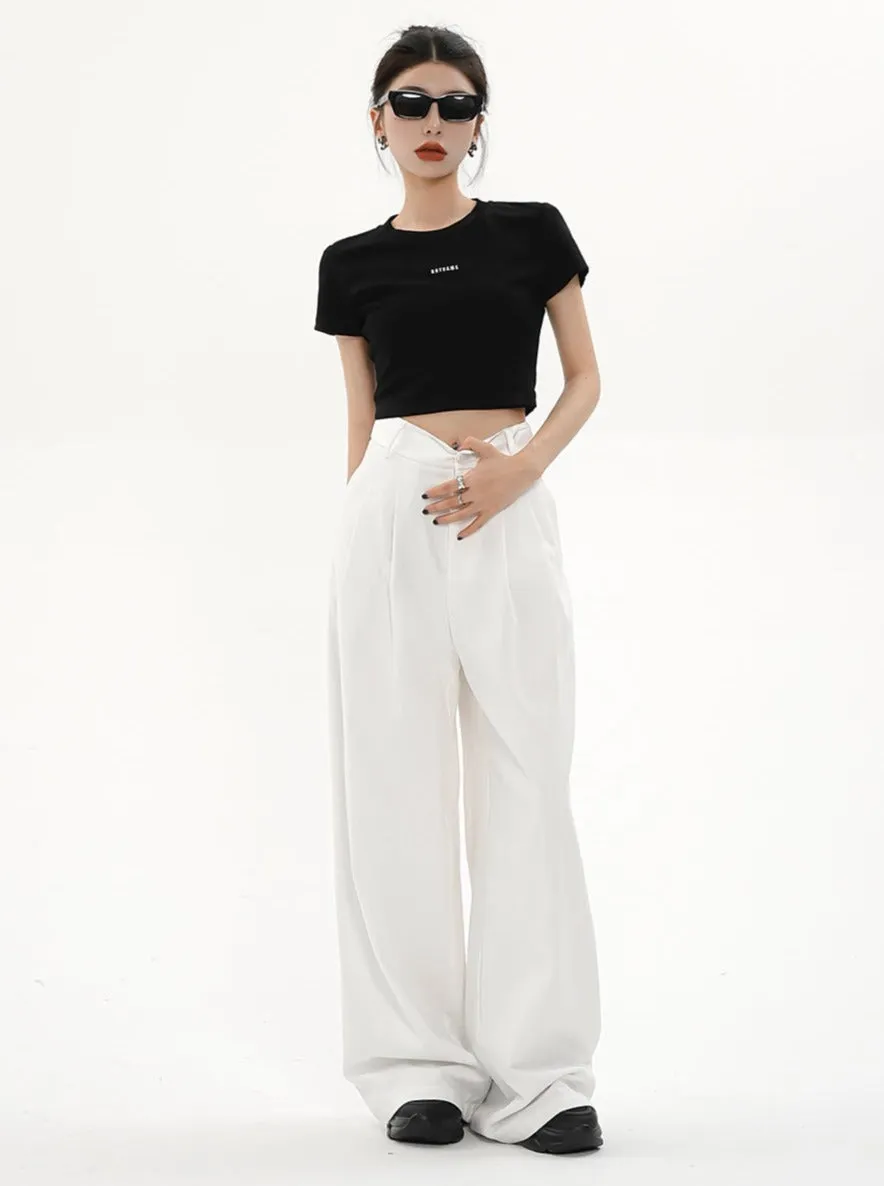 Wide-Leg Palazzo Pants - High-Waisted Loose Fit Trousers