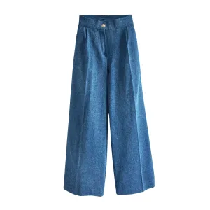 Wide-Leg Pants in Blue Denim