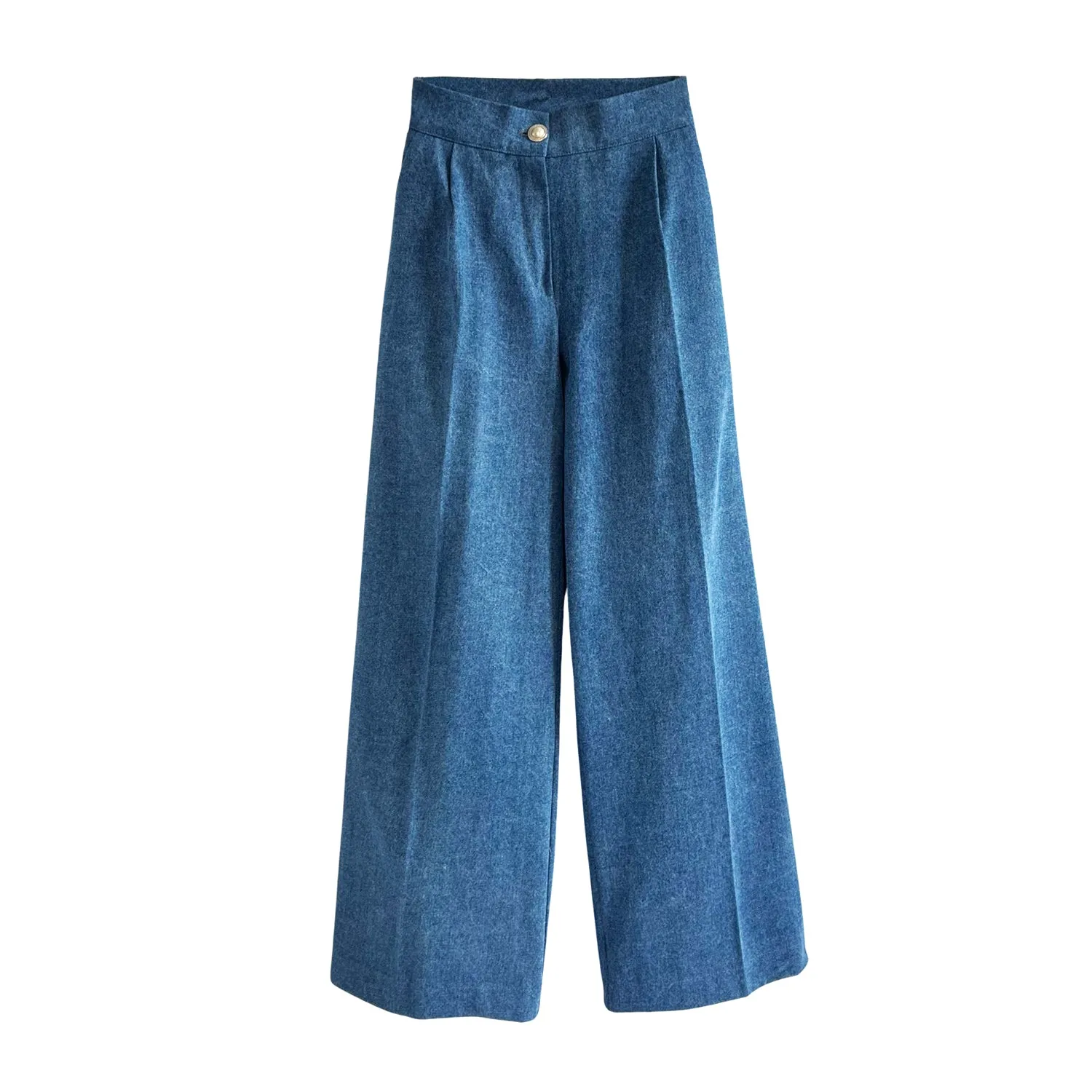 Wide-Leg Pants in Blue Denim