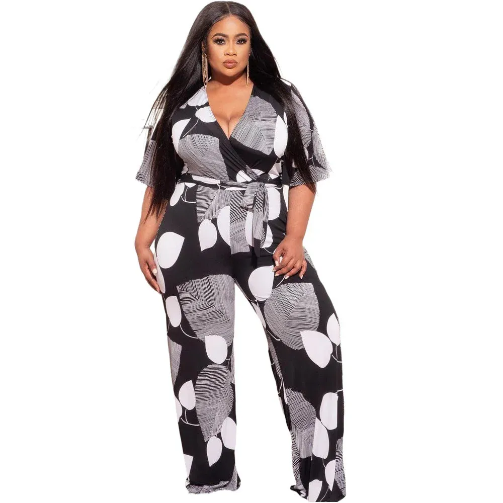 Women Printed Lace Wide Leg Rompers