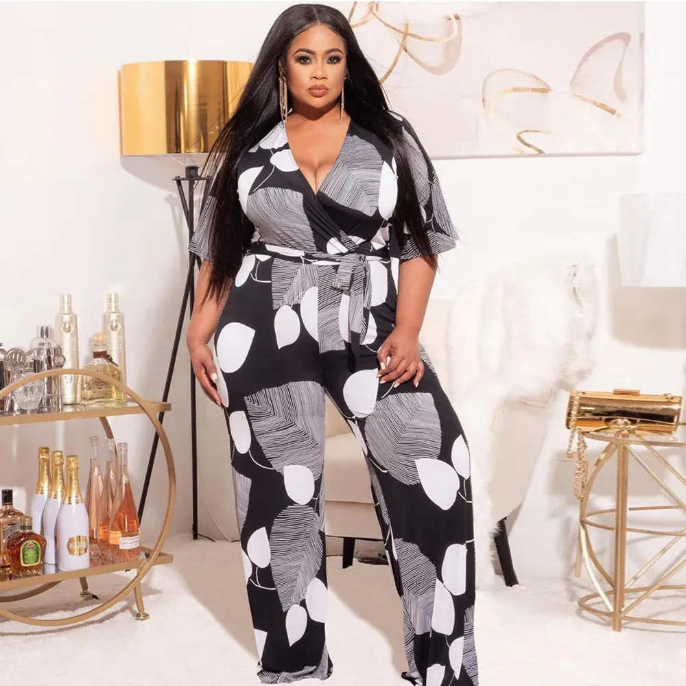 Women Printed Lace Wide Leg Rompers