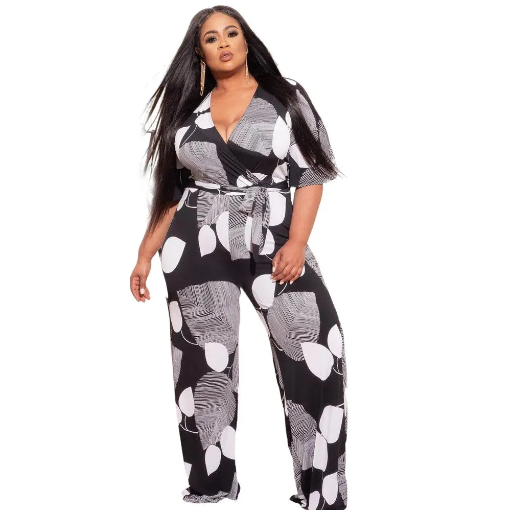 Women Printed Lace Wide Leg Rompers