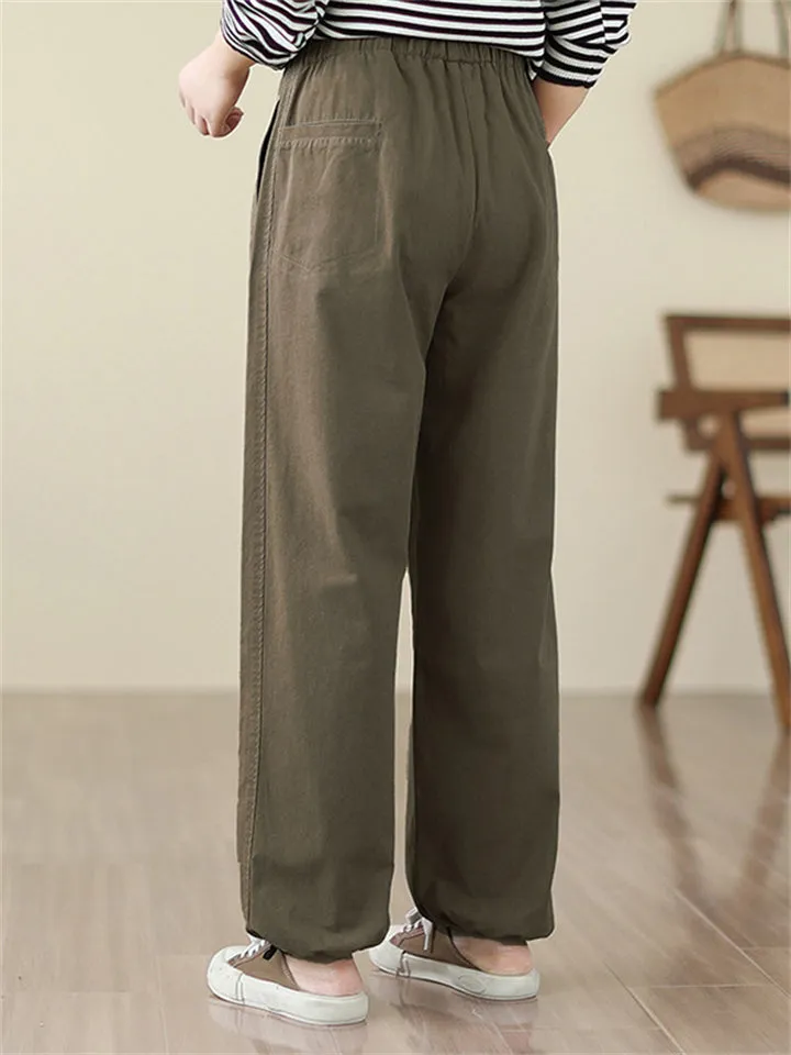 Women's Adjustable Drawstring Elastic Waist Durable Pants