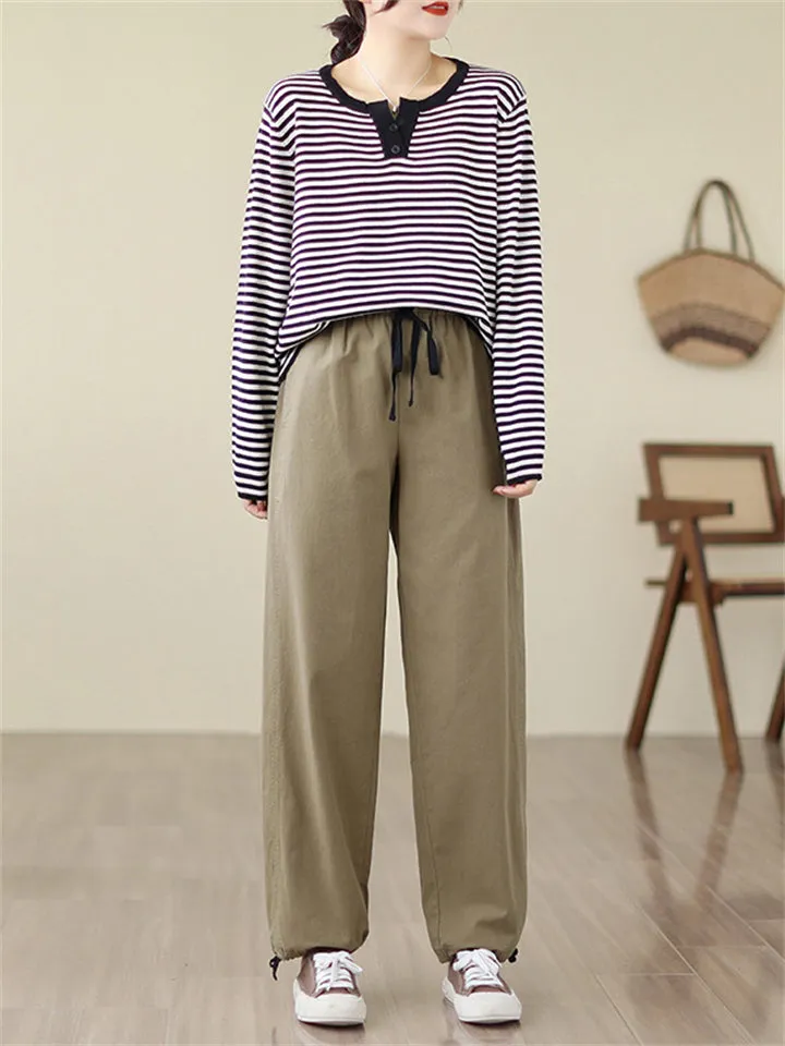 Women's Adjustable Drawstring Elastic Waist Durable Pants