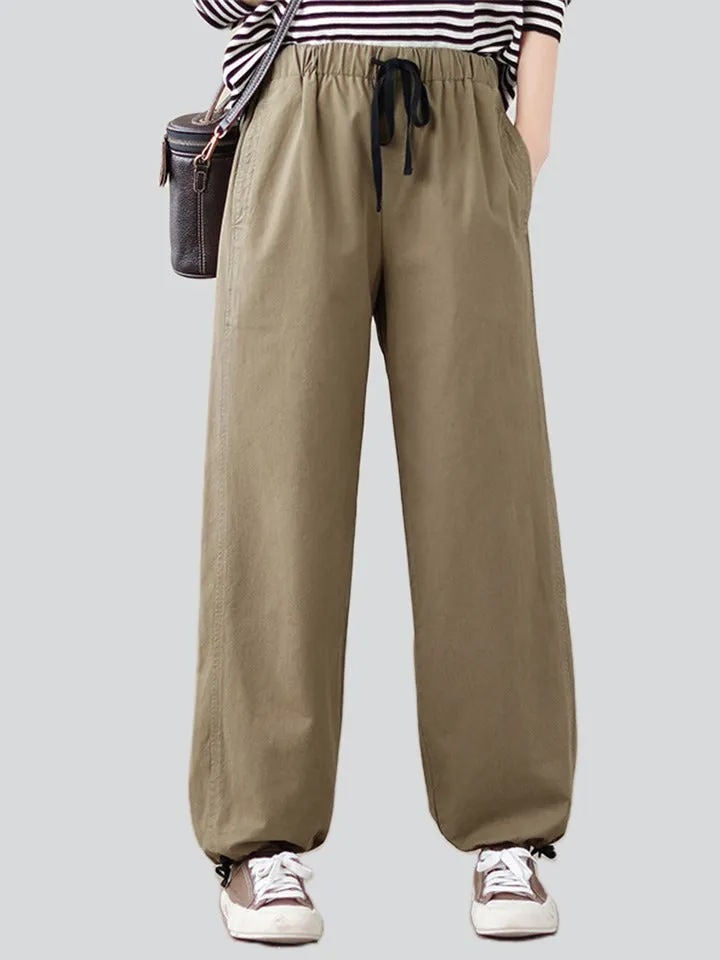 Women's Adjustable Drawstring Elastic Waist Durable Pants