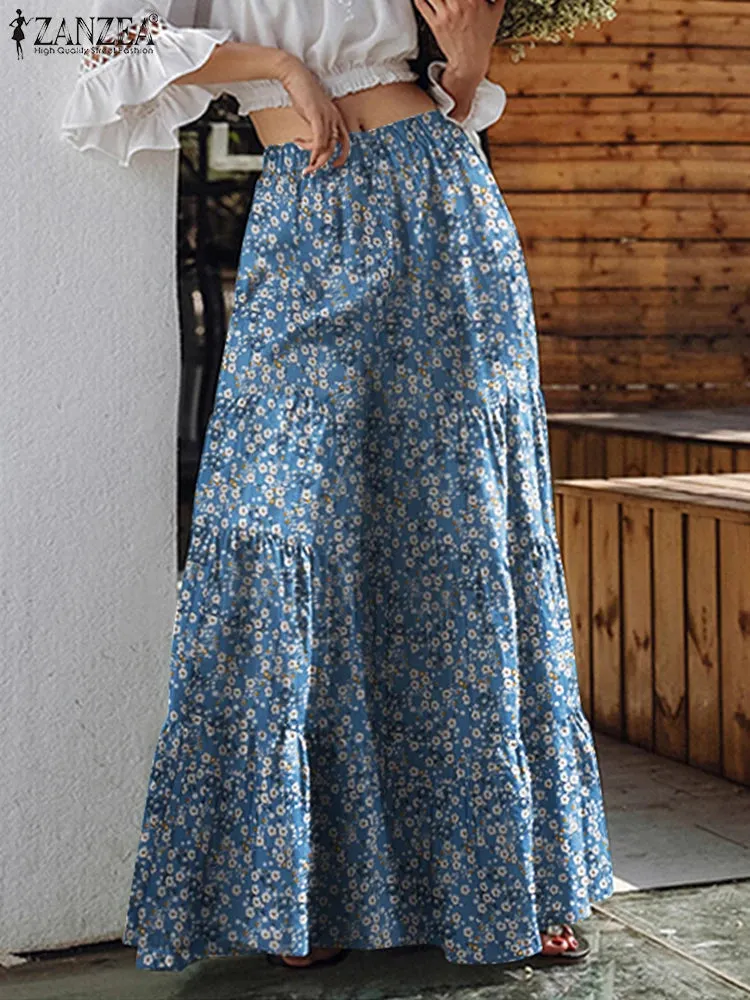 women's  Bohemian Floral Print Wide Leg Pants Plus Size