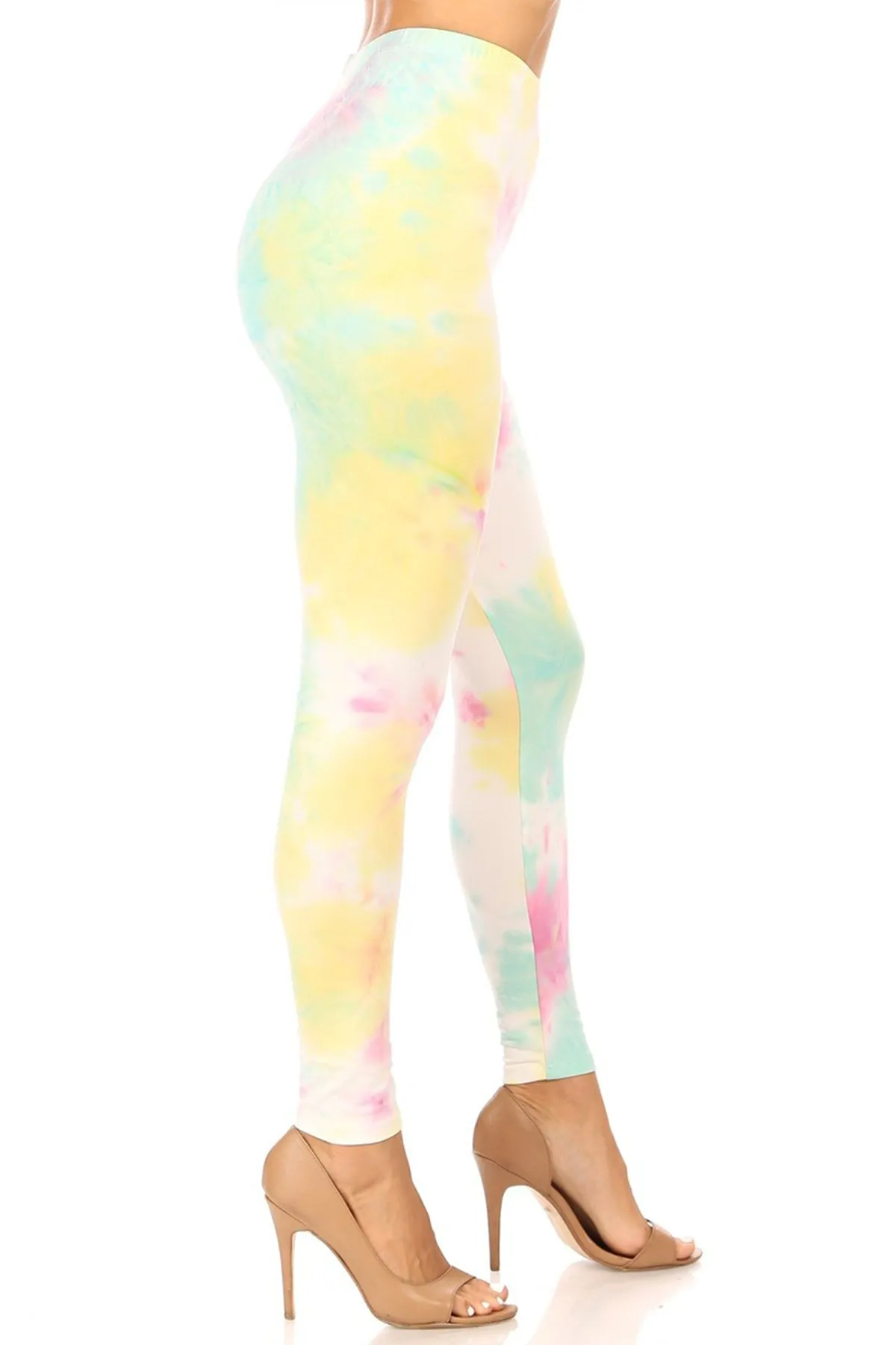 Women's Casual Tie Dye and Solid Color Elastic Band Waist Active Leggings Pants S-3XL