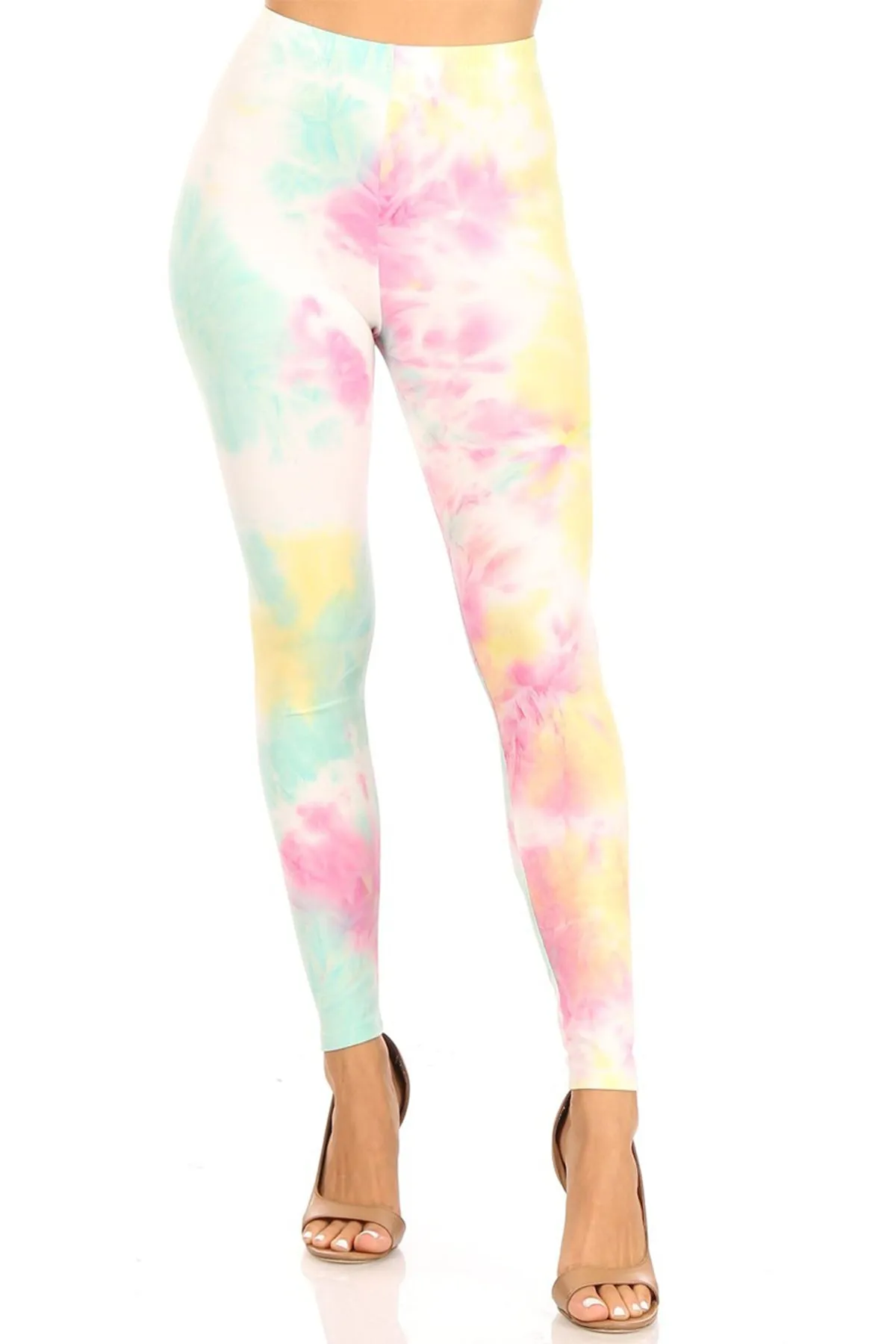 Women's Casual Tie Dye and Solid Color Elastic Band Waist Active Leggings Pants S-3XL