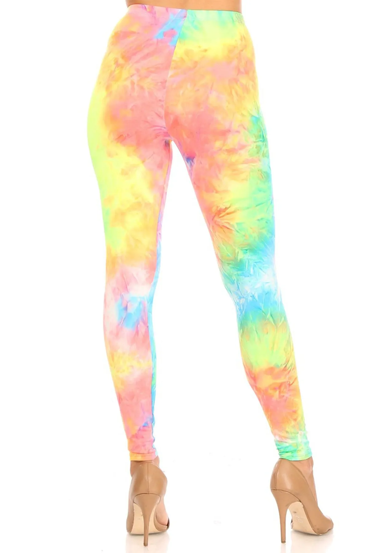 Women's Casual Tie Dye and Solid Color Elastic Band Waist Active Leggings Pants S-3XL