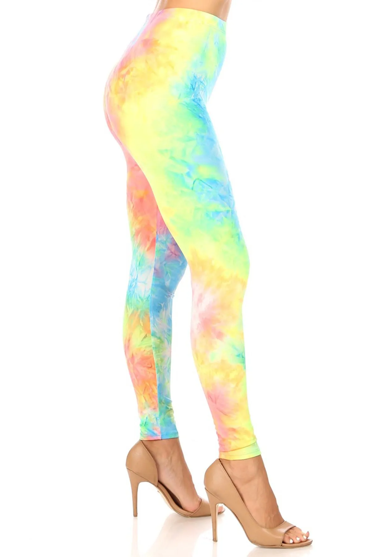 Women's Casual Tie Dye and Solid Color Elastic Band Waist Active Leggings Pants S-3XL