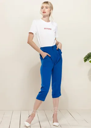 Women's Cropped Cuff Hem Trouser In Royal Blue