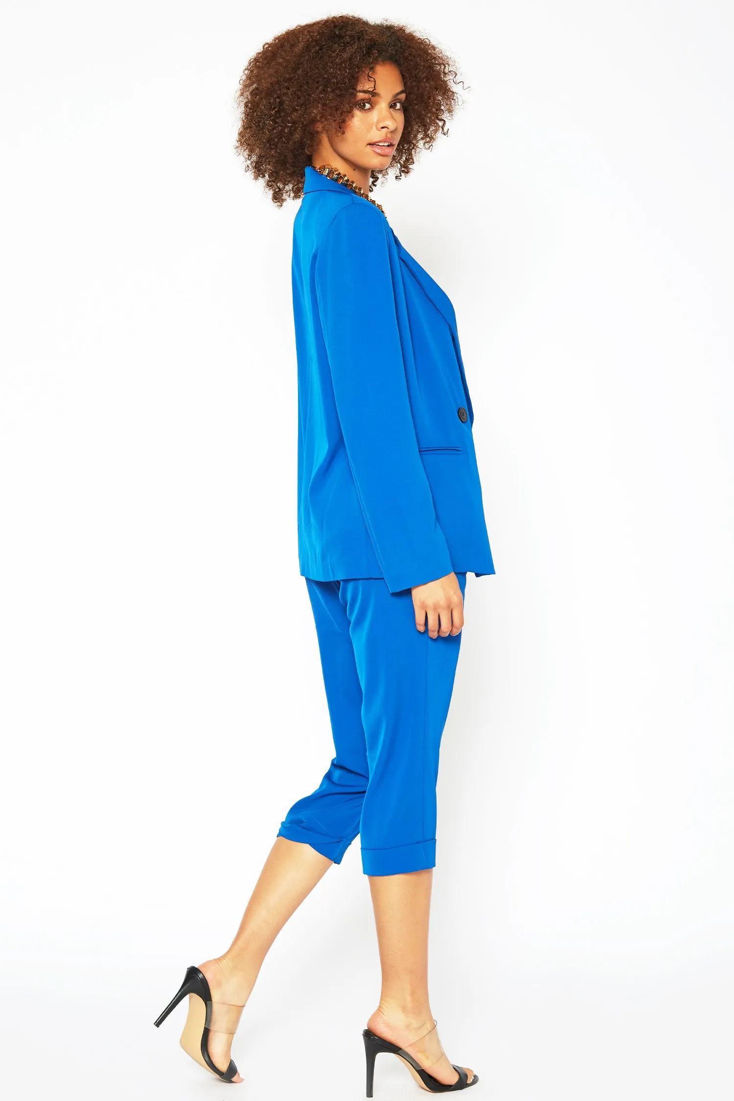 Women's Cropped Cuff Hem Trouser In Royal Blue