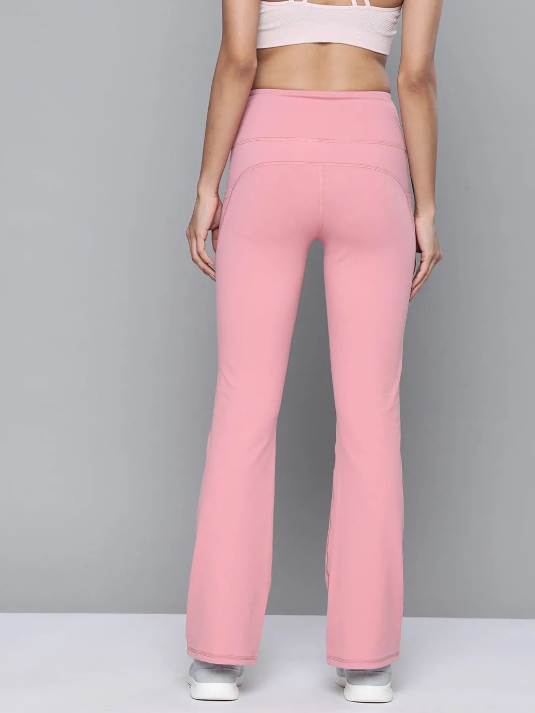 Women's Dusty Pink Solid Dry Fit Bootcut Gym Track Pants