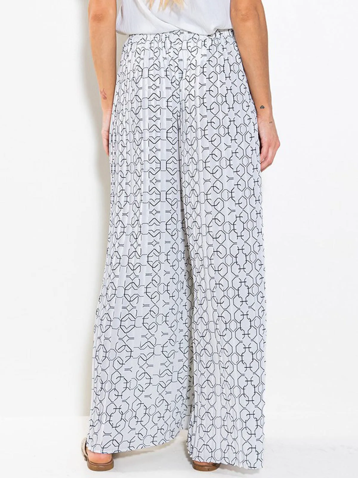 WOMEN'S ELASTIC WAIST PRINTED PALAZZO PANTS