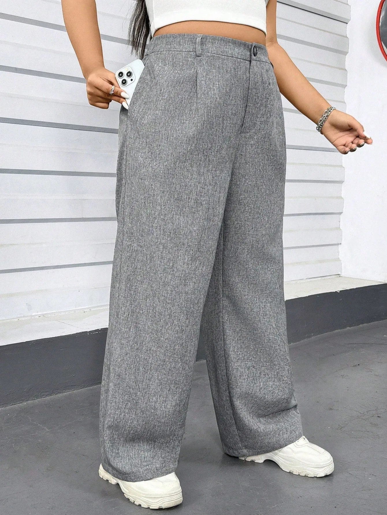 Women's Grey Suit Pants - Plus Size