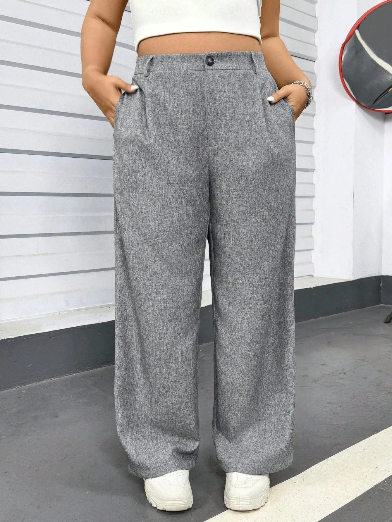 Women's Grey Suit Pants - Plus Size