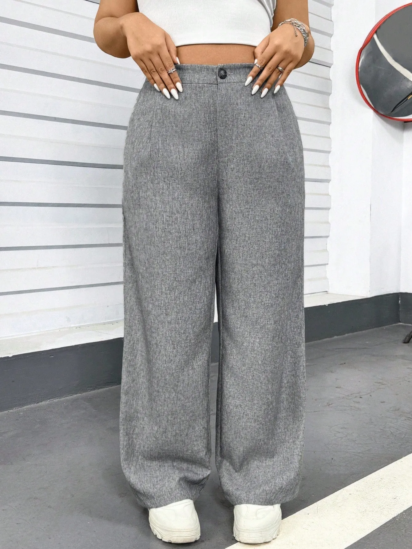 Women's Grey Suit Pants - Plus Size