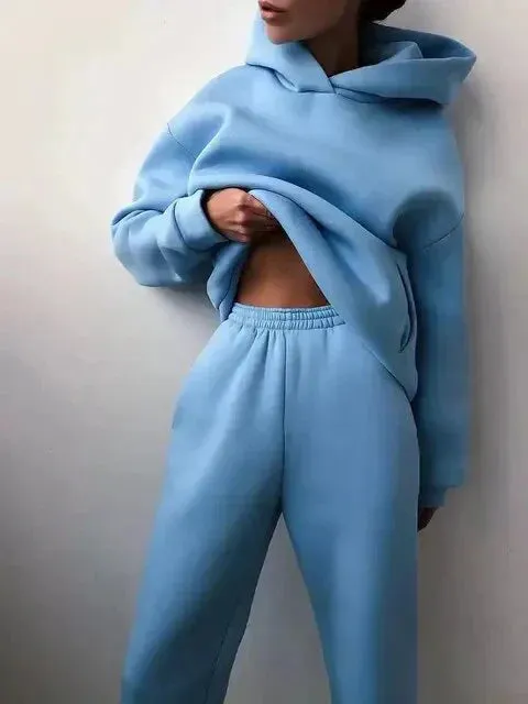 Women's indigo hoodie and sweatpants set