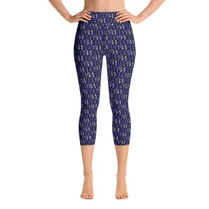 Womens JESUS Yoga Capri Leggings - Black & Purple INFINITY 1.0