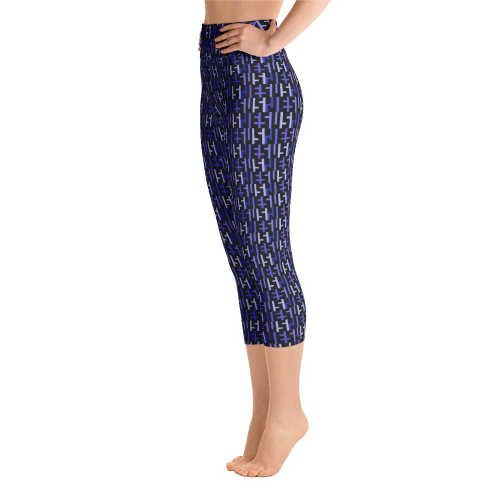 Womens JESUS Yoga Capri Leggings - Black & Purple INFINITY 1.0