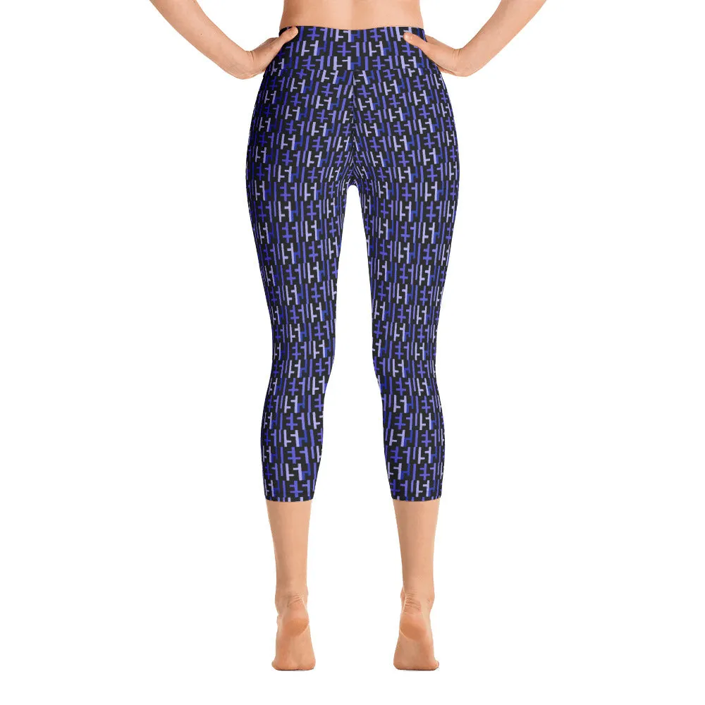 Womens JESUS Yoga Capri Leggings - Black & Purple INFINITY 1.0